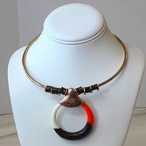 ROBERT LEE MORRIS Soho RLM Gold Plate Circle Pendant Slide Cocker Necklace - NWT